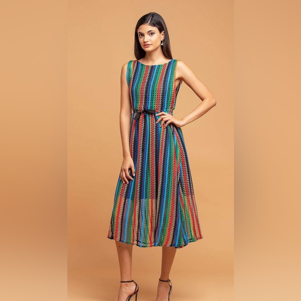 NWT Eva Franco Multi-Colored Crochet Dress đź‘— 2 - Picture 8 of 10
